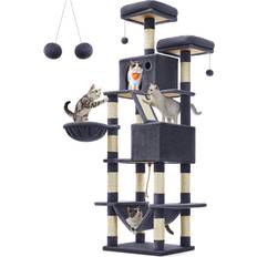 Animaux de compagnie Feandrea Arbre À Chat Grand Hamac Panier 206 cm 2 Plate-Formes 2 Pompons