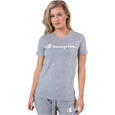 Champion Dame T-skjorter Champion Crewneck T-Shirt Grey, Female, Tøj, T-shirt, Grå