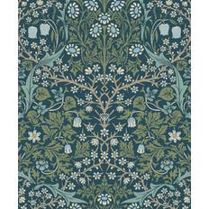 NextWall 31.35-sq ft Prussian Blue and Moss Green Vinyl Floral Self-adhesive Peel and Stick Wallpaper NW44502