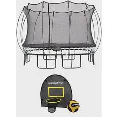 Trampolines Springfree Springfree Trampoline Kids Square 11 Foot Trampoline & FlexrHoop Basketball Game, Grey