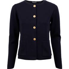 Merinowolle Cardigans Stenströms Classic Fit Damen Cardigan - Navy/Einfarbig