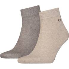 Calvin Klein Brown Socks Calvin Klein Mens Brown Melange Quarter Branded Pack of Two Stretch-Cotton-Blend Socks - Brown