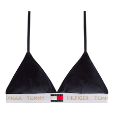 Tommy Hilfiger Velour Logo Padded Triangle Bralette - Desert Sky