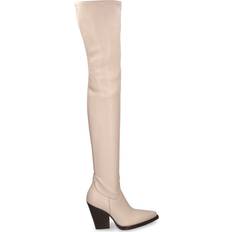 Sko Paris Texas faux leather over-the-knee boots white