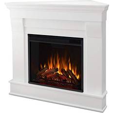 Bowery Hill Contemporary Solid Wood Electric Corner Fireplace in White