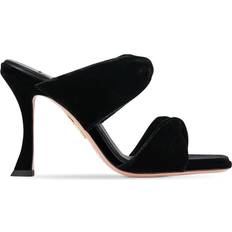 Sko Aquazzura Twist Velvet Mules - Black