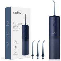 Sejoy Hydropulseur Dentaire Irrigateur, Professionnel Portable et Rechargeable, 3 Modes et 3 Buses de Rechange, IPX7 Étanche, Bleu