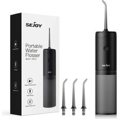 Sejoy Hydropulseur Dentaire Irrigateur, Professionnel Portable et Rechargeable, 3 Modes et 3 Buses de Rechange, IPX7 Étanche, Noir