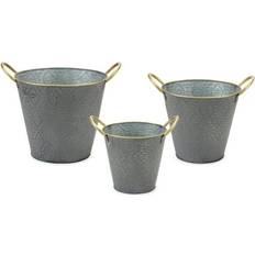 Pots Melrose Set of 3 and Gold Aztec Pail Planters 13