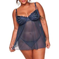 Blue Negligées Adore Me Ismelka Women's Unlined Babydoll Lingerie Dark blue Dark blue