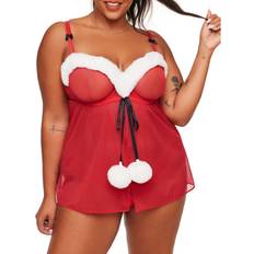 Negligées Adore Me Claussine Women's Plus-Size Babydoll Lingerie Dark red Dark red