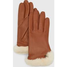 Schaffell Handschuhe UGG Handschuhe aus Leder und Lammfell mit Schlitz in Brown, Größe L, Other Chestnut