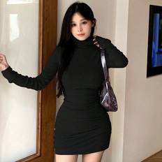 Clothing Shein Kpop Solid High Neck Bodycon Dress