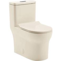 Toilets Swiss Madison Burdon 1-Piece 1.1/1.6 GPF Dual Flush Square Toilet in Bisque Seat Included