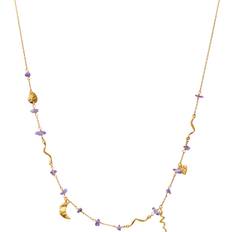 Lilla Halskæder Maanesten Yolanda Necklace - Gold/Purple