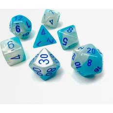 Roolipeli Lautapelit Chessex Gemini Polyhedral Pearl Turquoise-White/blue Luminar 7-Die Set