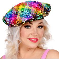 Kulta Hatut Widmann "REVERSIBLE RAINBOW/GOLD SEQUIN BERET"