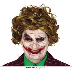 Clown Long Wigs Fancy Dress Fiestas Guirca smiling clown joker style latex mask with hair halloween mask