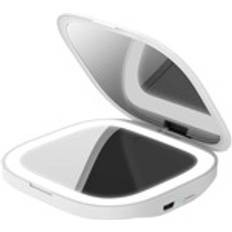 Shein LED Lighted Foldable Travel Makeup Mirror 1x/3x Magnification,Portable Rechargeable Lighted Travel Makeup Mirror,3 Color Lights,Simple And Easy To Car