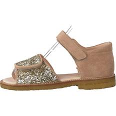 Sandal With Velcro Closure Nude/champagne Glitter Brun