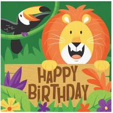 Plates, Cups & Cutlery Unique Party Creative Jungle Safari 2 Ply Birthday Napkins Pack of 16