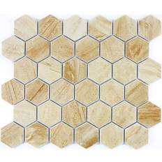 Mosaik-Netzwerk Mosaik fliese keramik beige hexagon travertin wb11g-1202 1
