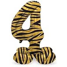 Bruin Folieballonnen Folat Staande Folieballon Cijfer 4 Tiger Chic 72 cm