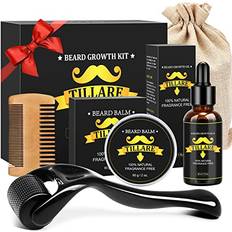 Beard Growth Kit with Premium Beard Roller Organic Beard Growth Oil Beard Balm Beard Comb Beard Kit Gifts for Fathers Day Men Husband Dad Boyfriend