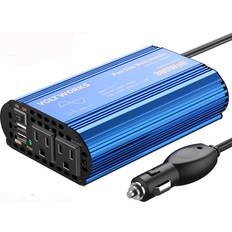 Batteries & Chargers 300W Pure Sine Wave Power Inverter for Car Truck RV Adapter DC 12V to AC 110V 120V with 2x2.4A DUAL USB Port & AC Outlets by VOLTWORKS