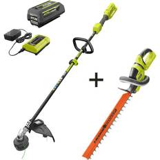 Grass Trimmers Ryobi 40V Expand-It Cordless Attachment Capable String Trimmer and Hedge Trimmer with 4.0 Ah Battery and Charger