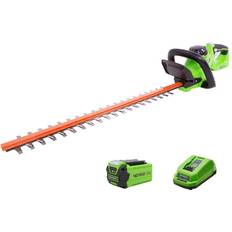 Battery Hedge Trimmers Greenworks Tools Cordless Hedge Trimmer Rotating Handle 40-Volt Battery & Charger 24-In