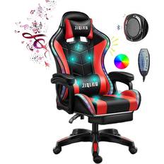 Gaming Chairs WLYMQFC Gaming Chair /Pro Gaming Chair Full Massager Lumbar Support and Bluetooth Speaker Video Gaming Chairs LED Lights Load-Bearing 150KG,Red