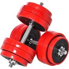 Rojo Juegos de barras Homcom Barbell and Dumbbell Set 25 x 25 x 450 mm