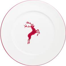 Red Dinner Plates Gmundner Keramik Bordeauxrot Hirsch, Gourmet Flacher Teller 27cm