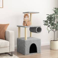vidaXL Cat Tree with Sisal Scratching Posts 109.5 cm Light Grey