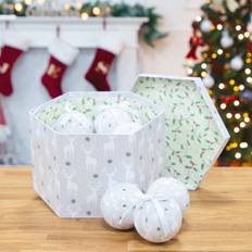 Studio 14pc White & Silver Reindeer Baubles Julgranspynt 2st