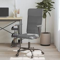 VidaXL Office Chairs vidaXL Height Adjustable Grey Mesh Fabric Faux Leather Office Chair