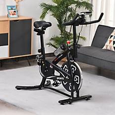 Fitness Machines Homcom Steel 8-Level Belt Driven Exercise Bike w/ LCD Monitor Black