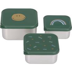 Green Lunch Boxes Lässig Snackbox Kinder (3er Set) Edelstahl Brotdose Happy Rascals, Smile (A)