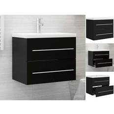 Centrado Muebles de Baño para Lavabos Individuales vidaXL Mueble Con Lavabo Madera De Ingeniería Negro