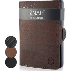 Wallet rfid safe flat purse 8 card holder coin case compact brown