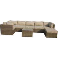 Synthetic Rattan Outdoor Sofas & Benches B&Q One Rattan Effect Nature Corner Outdoor Sofa