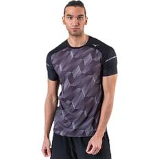 Seamless T-skjorter Mizuno Aero Tee Black/Grey, Male, Tøj, T-shirt, Løb, Sort/Grå