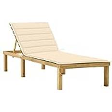 Lettini solari vidaXL Lettino Da Giardino Con Cuscino Crema Legno Pino Impregnato MXL 24050