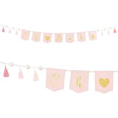 Ghirlande PartyDeco Ghirlanda Oh Baby con nappe rosa 2,6 m