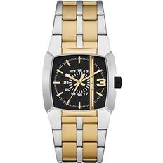 Diesel Women Wrist Watches Diesel Cliffhanger 36mm Three-Hand Silver/Gold Bracelet Black