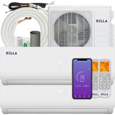 12k btu air conditioner Della 18K BTU 2 Zone 9K 12K BTU Multi Zone Mini Split AC W/ Heat White