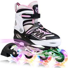 Adjustable Size Roller Skates 2pm Sports Cytia Pink Girls Adjustable Illuminating Inline Skates with Light up Wheels, Fun Flashing Beginner Roller Skates for Kids Medium13C-3Y US