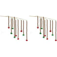 Beige Christmas Decorations Melrose Set of 2 & Hanging Sleigh Bell Branch Sprays Christmas Tree Ornament