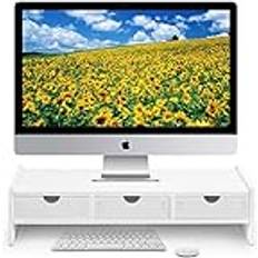 Monitor Stand Riser, Computer Laptop Riser Shelf with 3 Organizer Drawers White, 19.5"L x 7.5"W x 4.7"H White